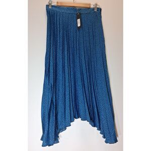 Banana Republic womens size 8 cobalt blue black midi skirt  pleated